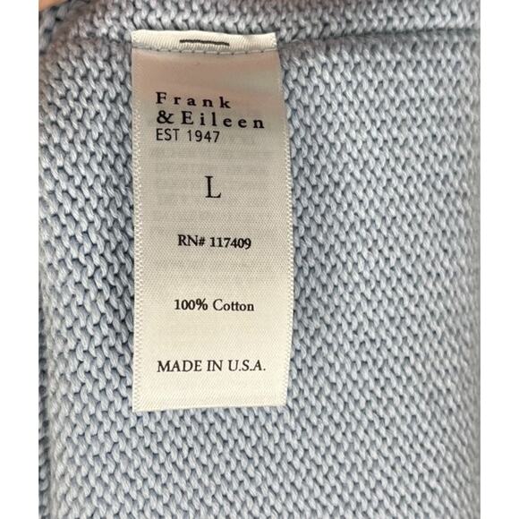 FRANK & EILEEN Sz L Large Ice Blue Pullover Sweater Monterey Rolled Funnel Neck - Picture 4 of 12